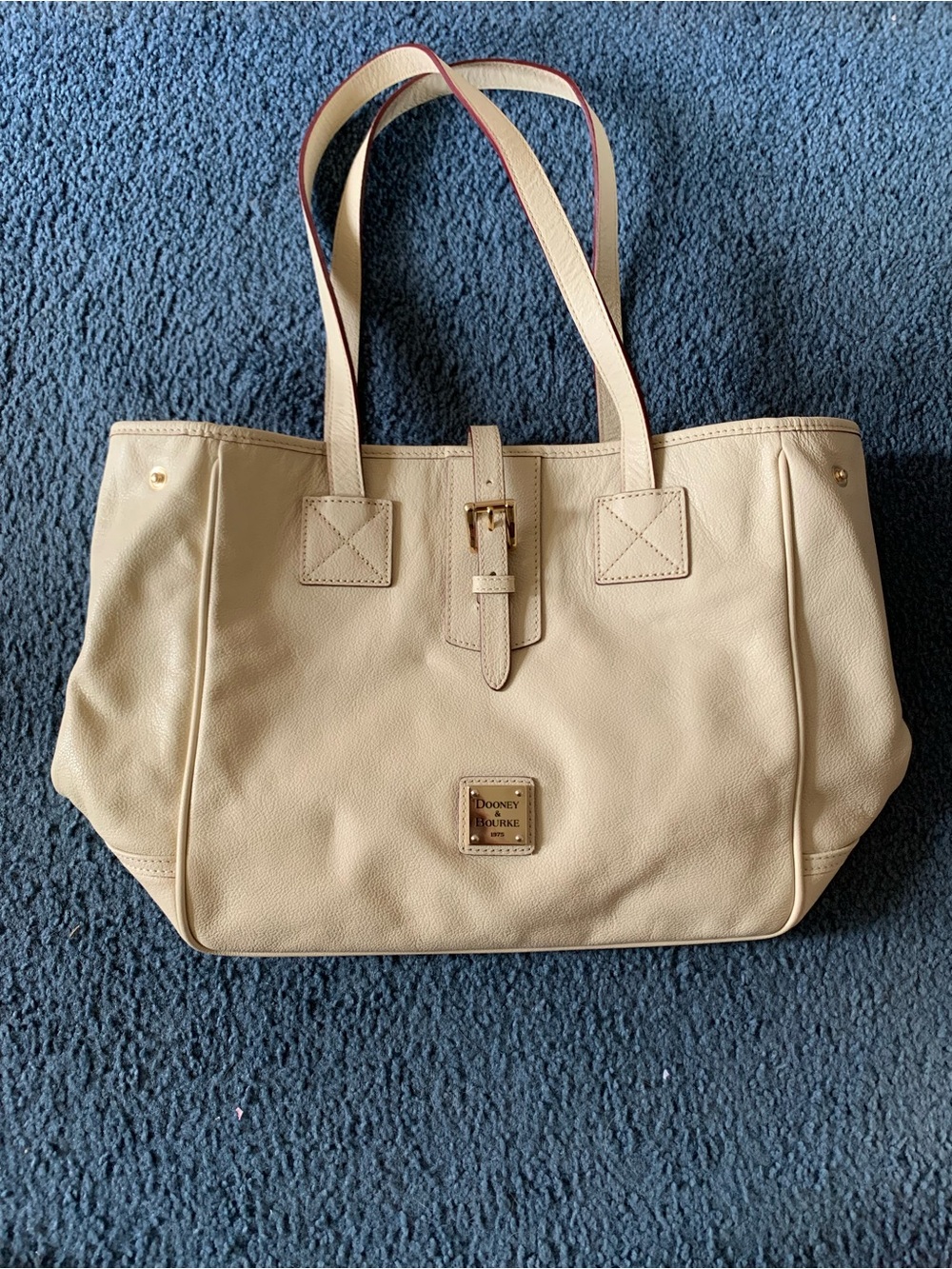 Vintage Dooney & Bourke Cream Leather Tote with Gold-Tone Hardware NEVER USED